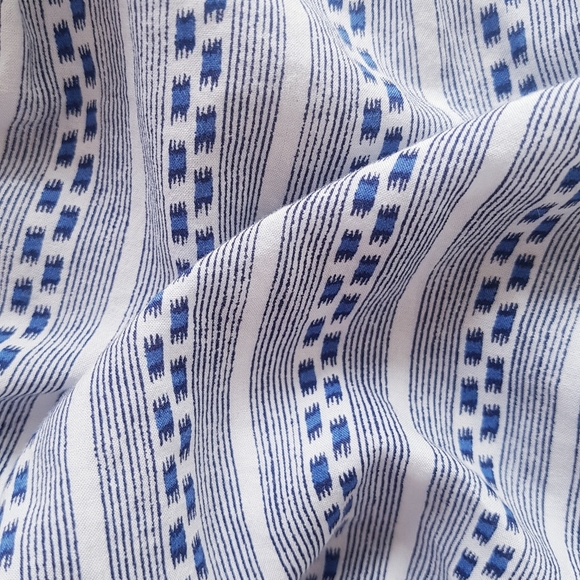 AERIE Blue & White Fringe Hem Racer Back Tank Top - Picture 4 of 8